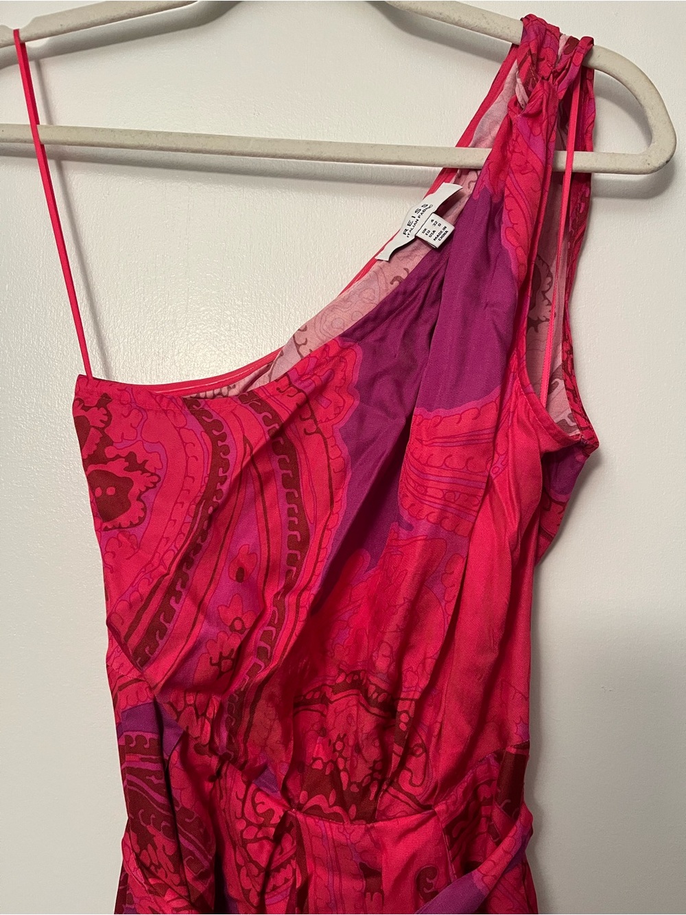 REISS Mila One Shoulder Midi Dress Size 0 Italian Fabric Whimsical - Picture 7 of 12